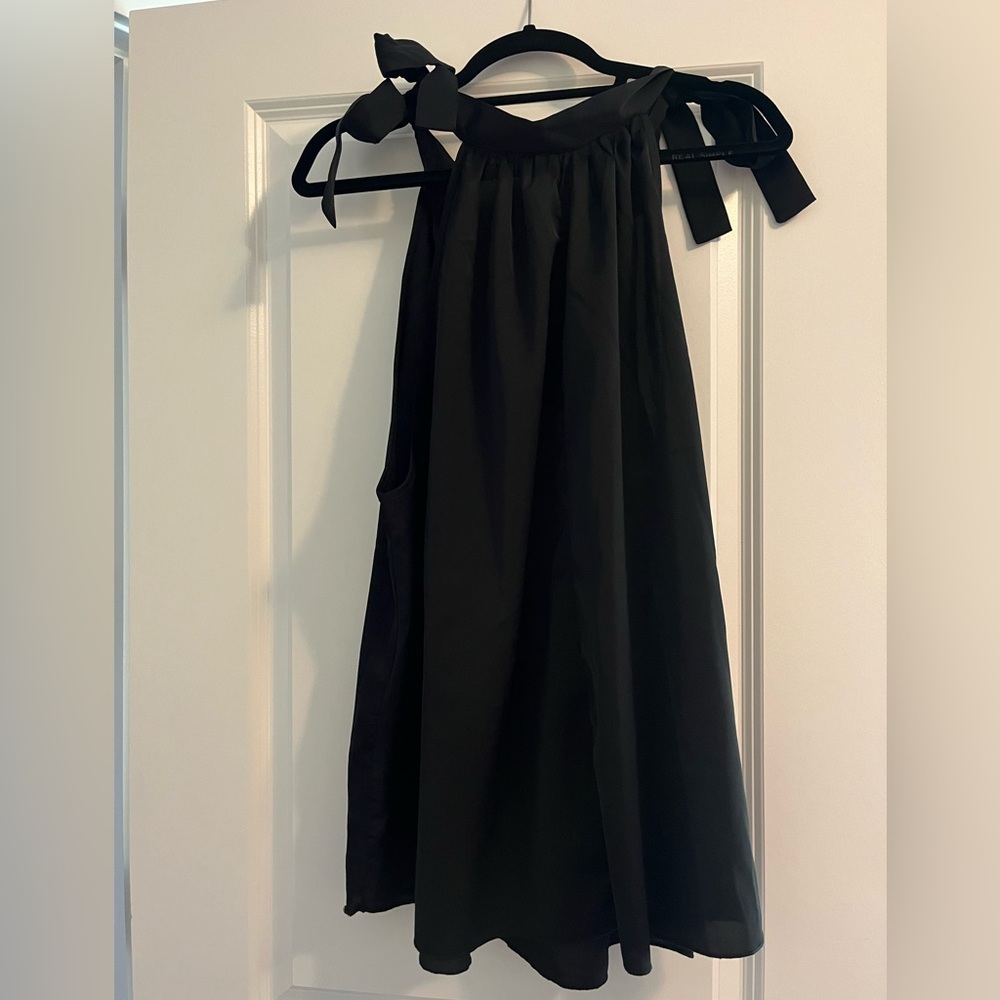 SHEIN shoulder tie black blouse